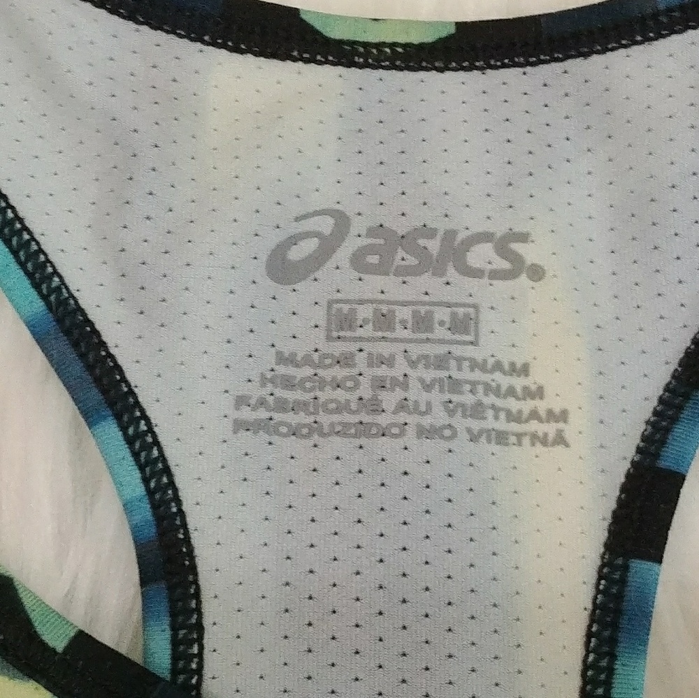 Asics Turquoise Check Emma Racerback Top Size M - Picture 8 of 8